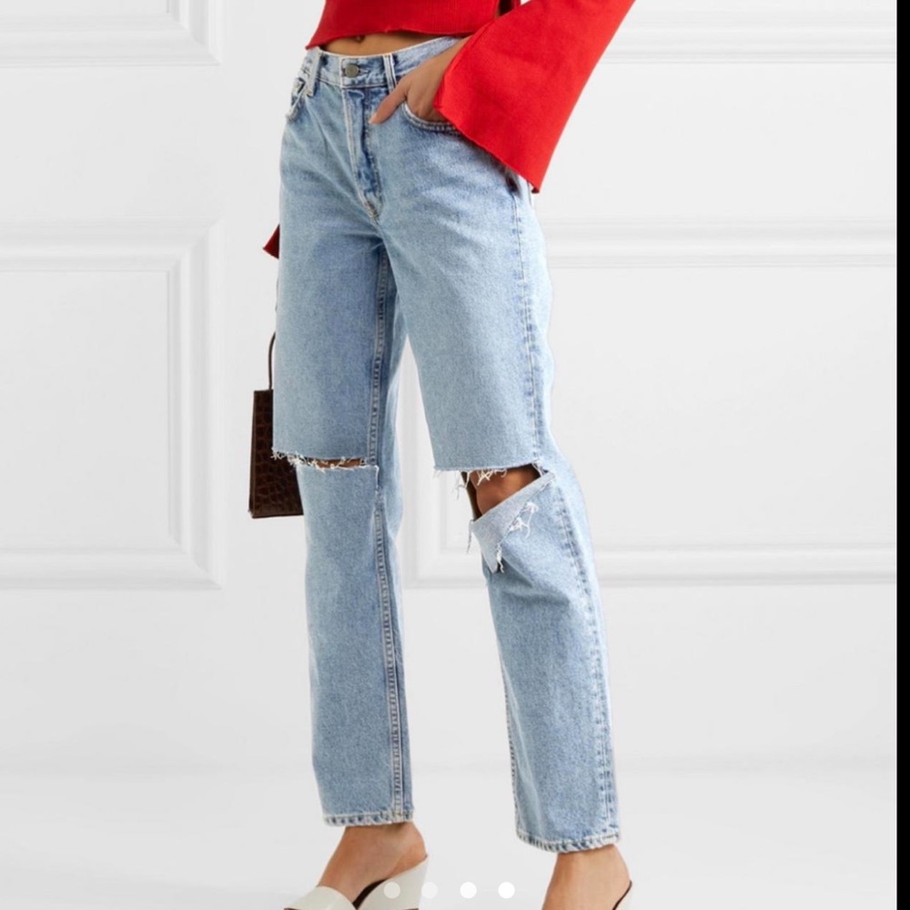 GRLFRND Helena Distressed Straight Leg Jeans - like new condition